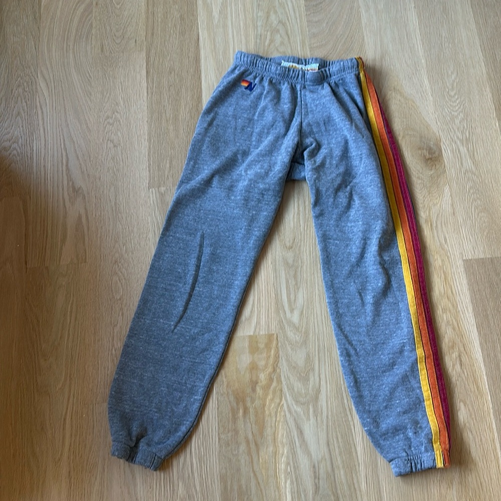 Aviator Nation- 5 STRIPE SWEATPANTS - HEATHER GREY - woman’s size small